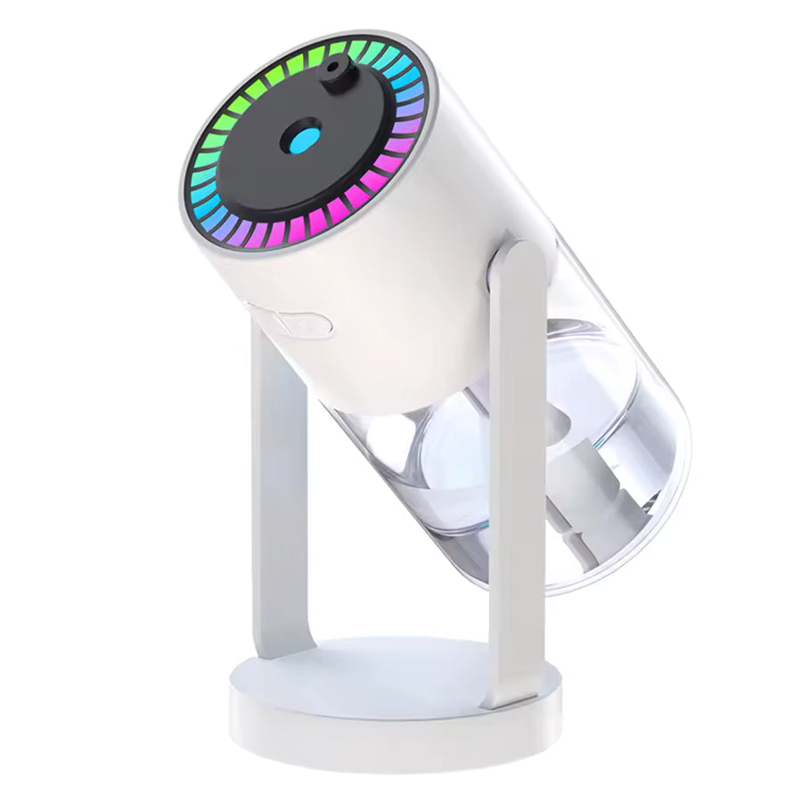 Mini humidificador de aire alimentado por USB con proyector de estrellas y luz nocturna, 2 modos de niebla, humidificador portátil silencioso para el hogar y el coche