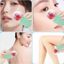 Rodillo de hielo para masaje facial de silicona, masajeador refrescante para el cuidado de la piel, molde para cubitos de hielo, rodillo para ojos hinchados multifuncional reutilizable