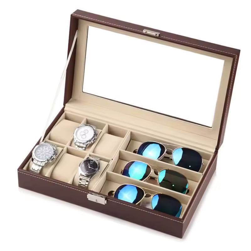 Caja de 12 rejillas para exhibición de joyería y reloj
