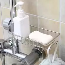 Estante de almacenamiento para grifo de fregadero de cocina, estante de almacenamiento de artículos sanitarios de trapo de una sola capa de acero inoxidable, 2 ud.
