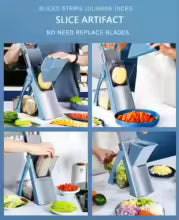 Picadora de verduras 5 en 1, cortador de patatas y alimentos, tiras Julienne Dicer, espesor ajustable de 0,1-8 Mm, herramientas de cocina para cortar 3
