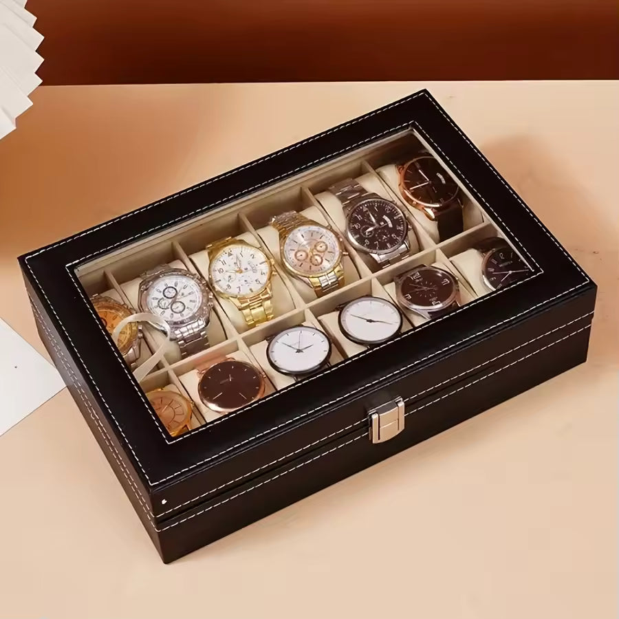 Caja de reloj de alta gama, organizador de relojes de 12 ranuras 3