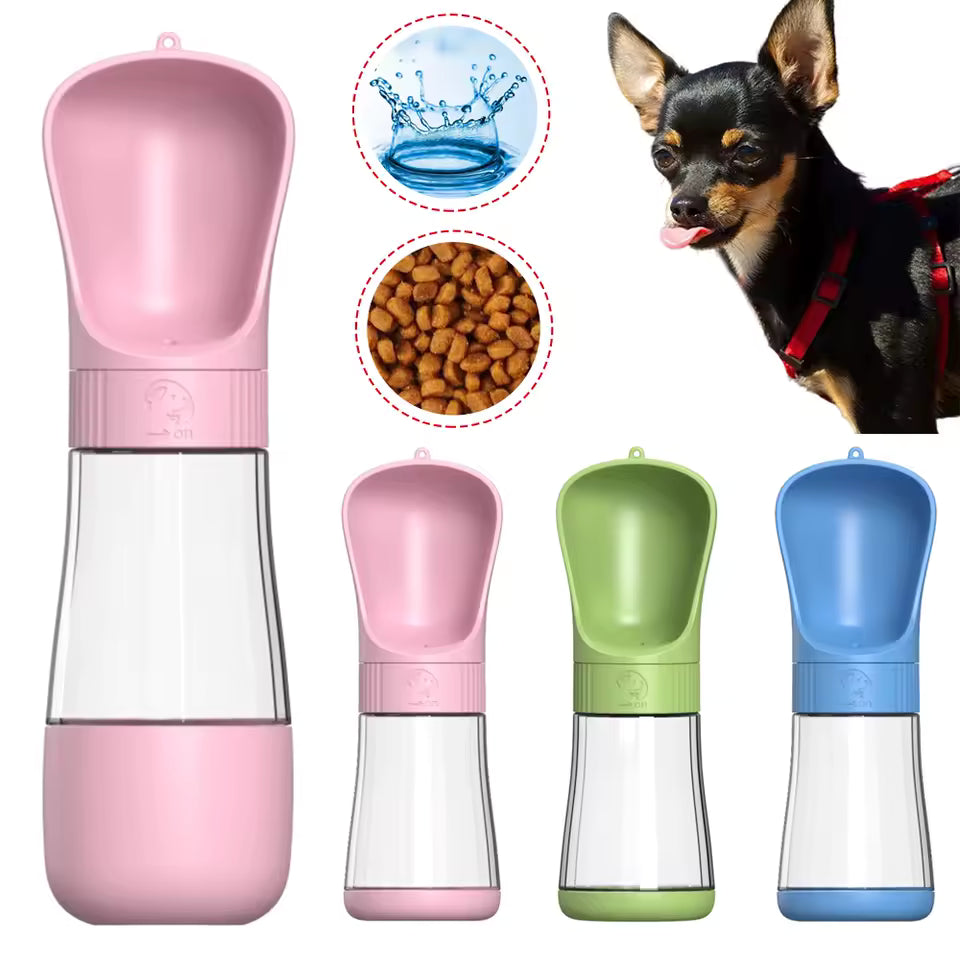 Botella de agua portátil 2 en 1 para perros pequeños y grandes