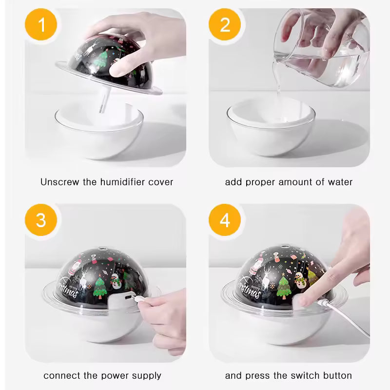 Humidificador de planeta USB con proyección de luz LED