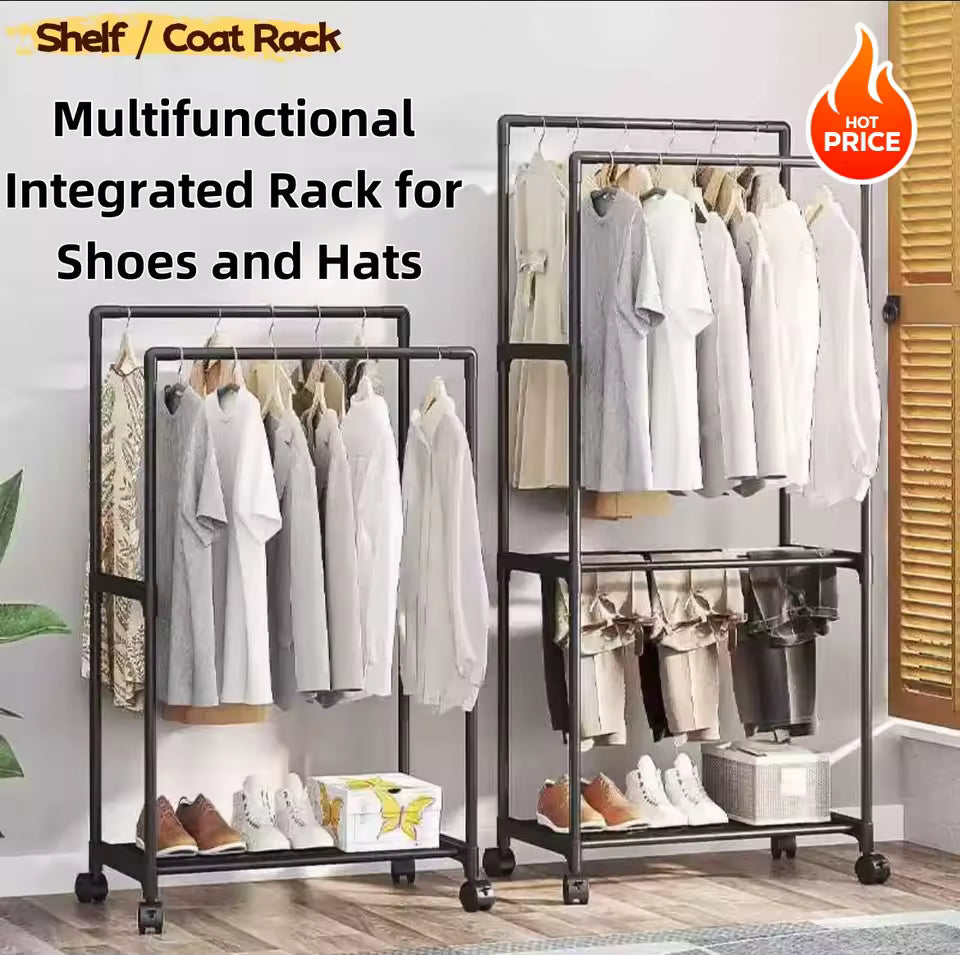 Perchero multifuncional de pie para ropa, sombreros y zapatos