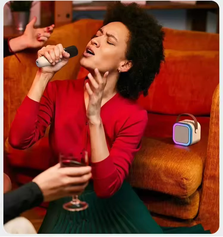 set de altavoz portátil de Karaoke con Bluetooth con 2 micrófonos inalámbricos 3