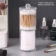 Dispensador de almohadillas de maquillaje de hisopo de algodón transparente, caja de almacenamiento multifuncional para cosméticos y baño, soportes redondos de algodón