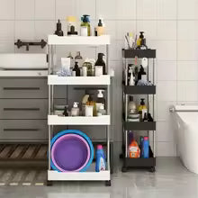 Carro de utilidad rodante de 3/4 niveles, estante de almacenamiento con espacio móvil, estante organizador deslizante delgado para cocina y baño, sala de estar