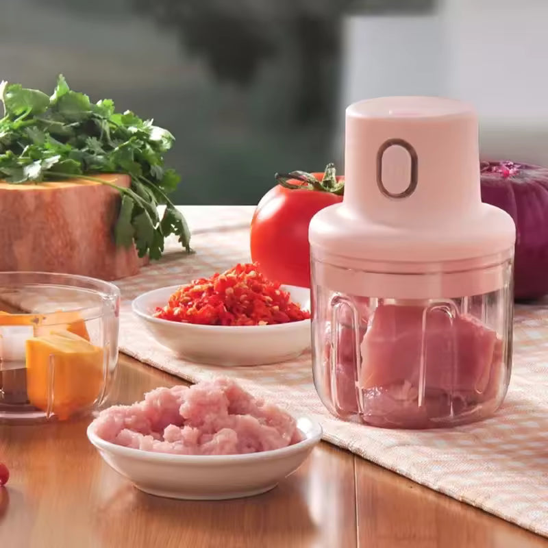 Machacador de ajo inalámbrico eléctrico USB, picadora de carne