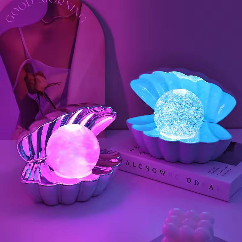luces de mesa de noche en forma de concha