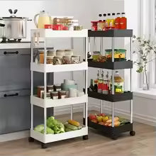 Carro de utilidad rodante de 3/4 niveles, estante de almacenamiento con espacio móvil, estante organizador deslizante delgado para cocina y baño, sala de estar