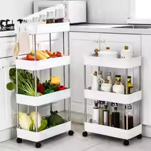 Carro de utilidad rodante de 3/4 niveles, estante de almacenamiento con espacio móvil, estante organizador deslizante delgado para cocina y baño, sala de estar 3