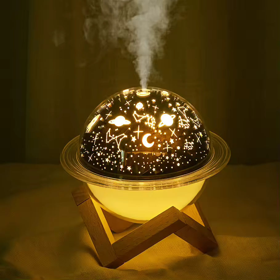 Humidificador de planeta USB con proyección de luz LED